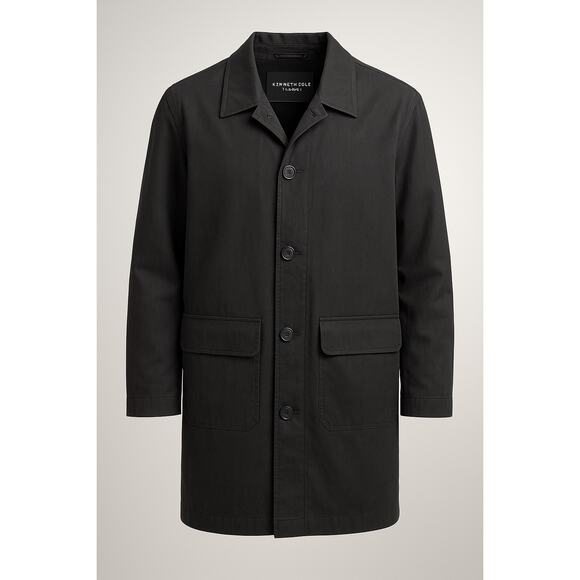 KENNETH COLE NEW YORK MENS BLACK RAIN OVERCOAT SIZE L - Picture 1 of 8